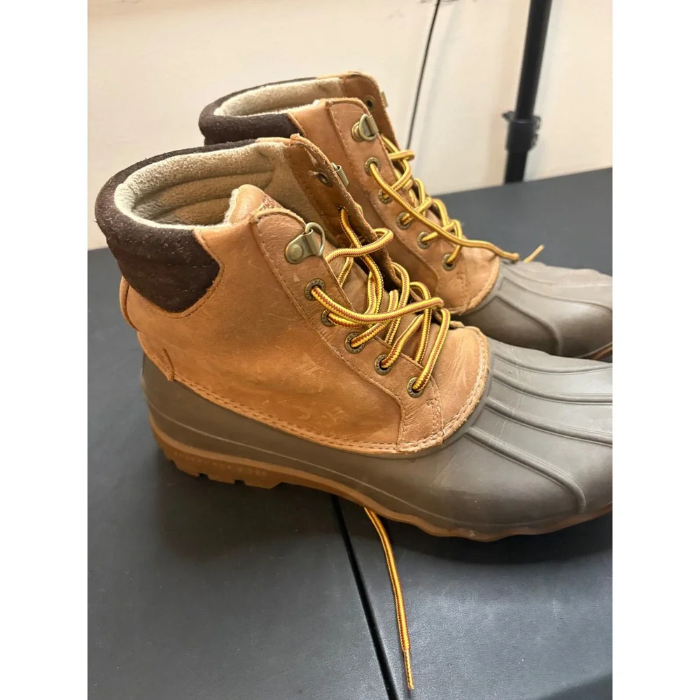 Sperry Top-Sider Avenue Duck Boots Mens 8.5 Tan Brown Leather Rubber STS12126